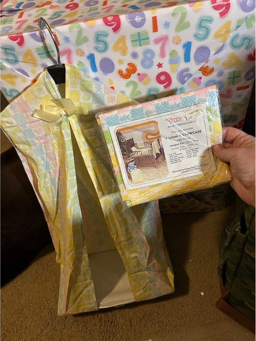 2 piece teddy time pillow case and diaper sack